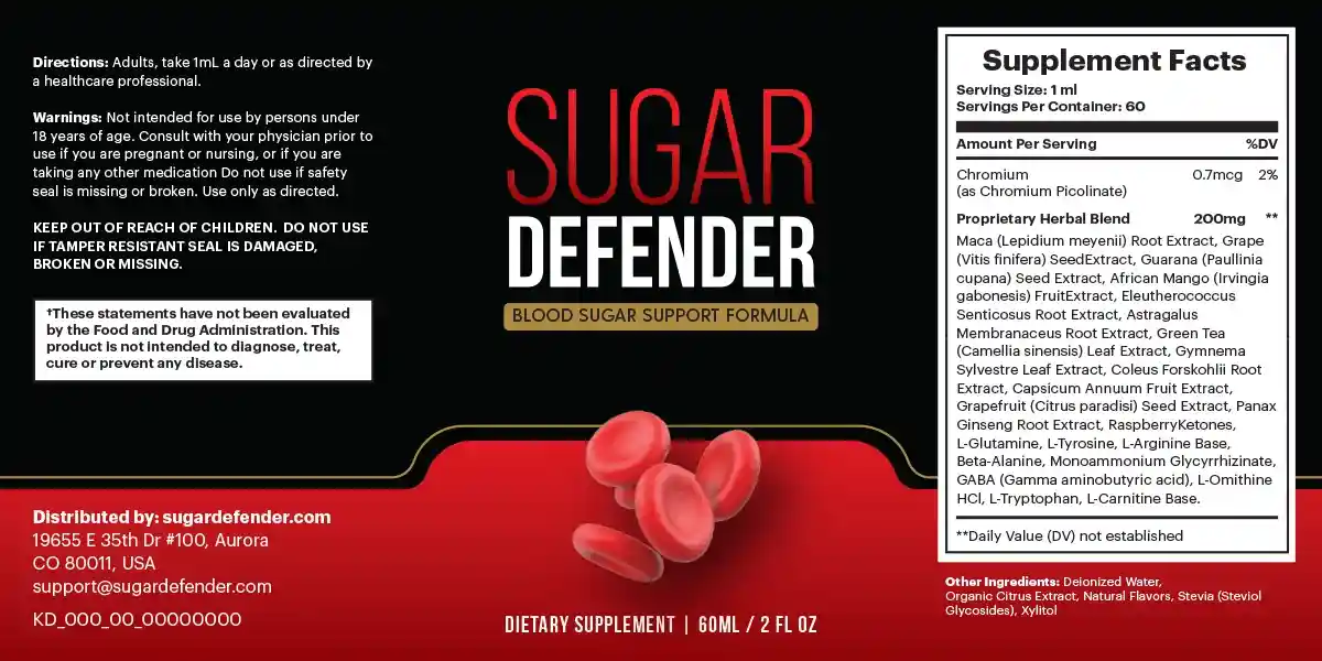 sugar defender label